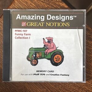 Amazing Design Great Notion Embroidery Memory Card Funny Farm Pfaff 7570 PFMC107